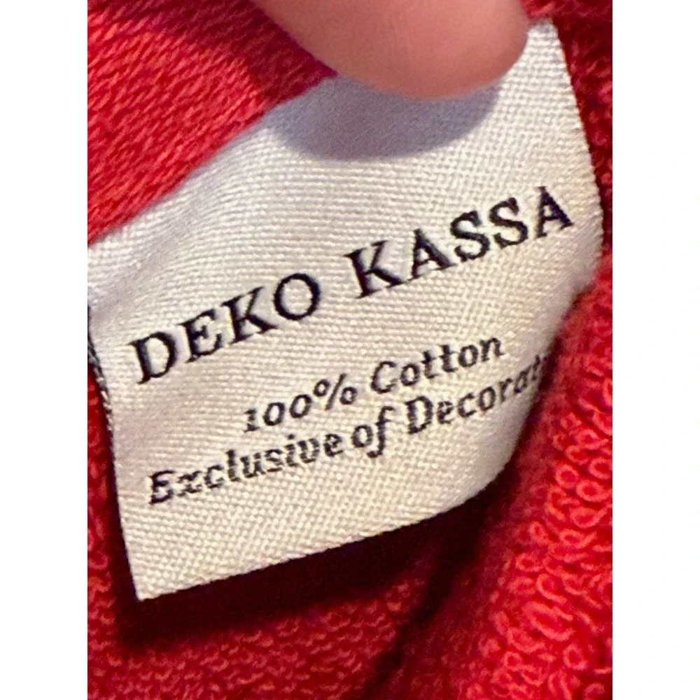 NEW Deko Kassa Set of 2 Christmas Hand Towels Red Gold Ornament Rhinestone 16x26